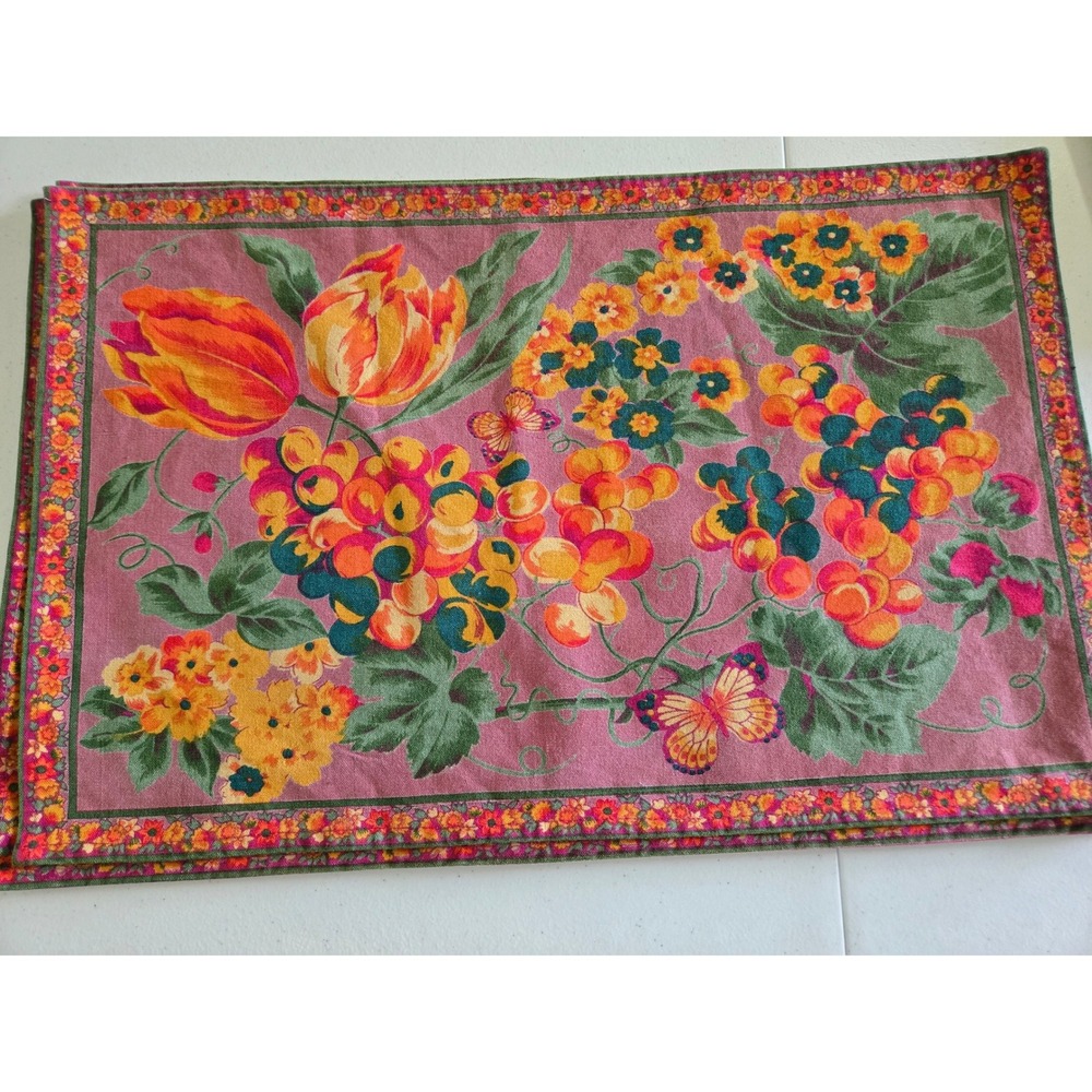 Set of 4 Floral Fruit Butterfly Placemats Botanical‎ French Provincial  Country